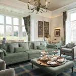 Warm and stylish lounge at Roxburghe Hotel, perfect for afternoon teas and relaxation.
