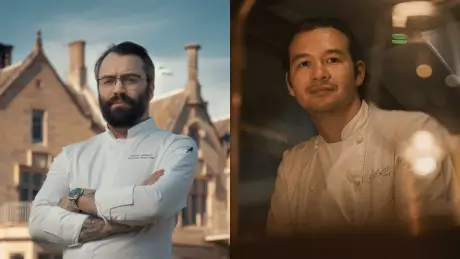 Two chefs at Roxburghe Hotel Golf & Spa showcasing their culinary skills.