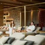 Couple enjoying a relaxing experience at Roxburghe Hotel's luxurious spa.